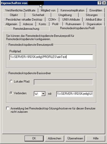 Terminaldienste Profile Basisordner