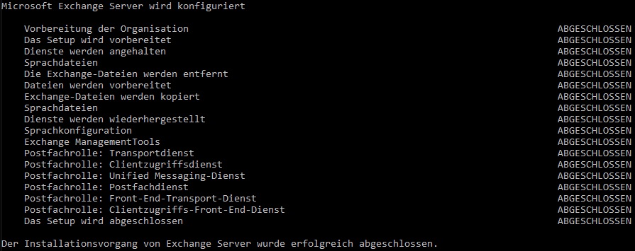 Update auf Exchange Server 2016 kumulatives Update 17