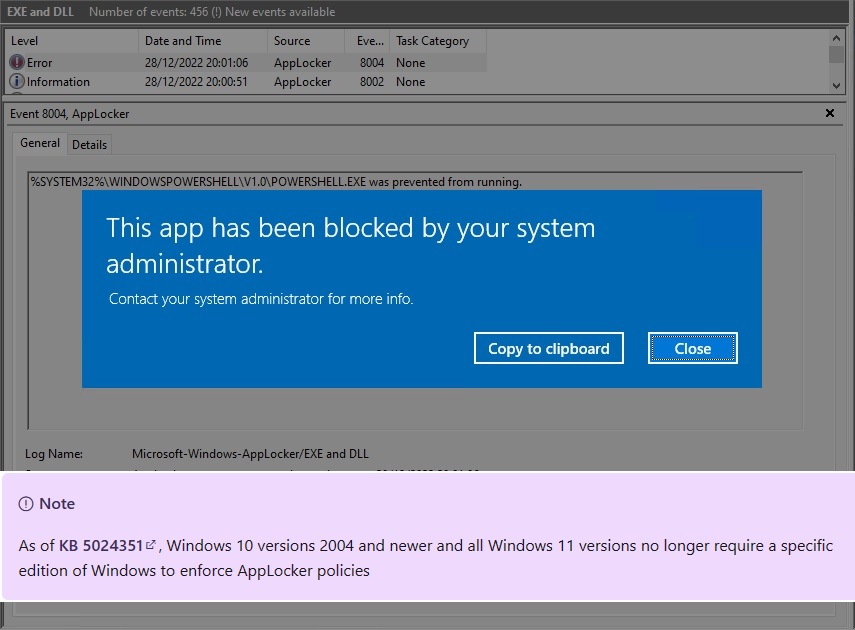 Windows 10 und 11 Professional AppLocker blockt PowerShell
