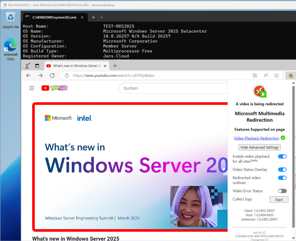 Multimediaumleitung auf Windows Server 2025 Terminalserver