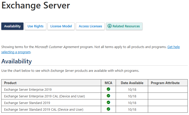 Der Exchange Server Subscription Edition tauch noch in keinem Lizenz Programm in den Product Terms auf.